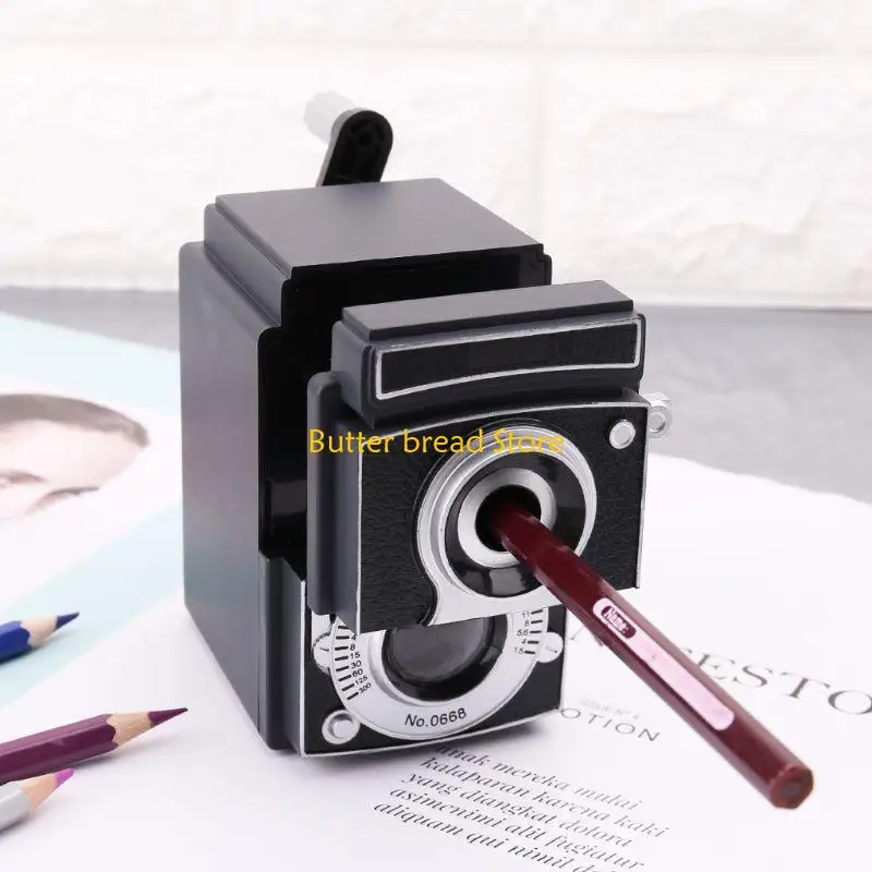 W89C Retro Vintage Camera Pencil Sharpener Mechanical Manual Hand Cranking Stat