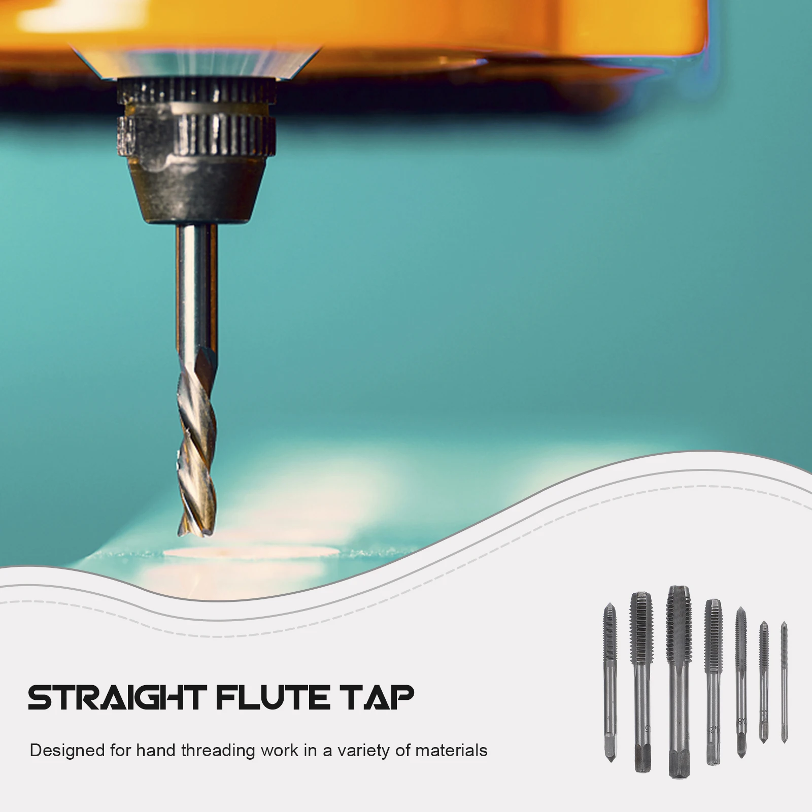 

7 Pieces Metric Straight Flute Set Square Handle High Speed Steel Durable Maintenance Repair Thread Screw