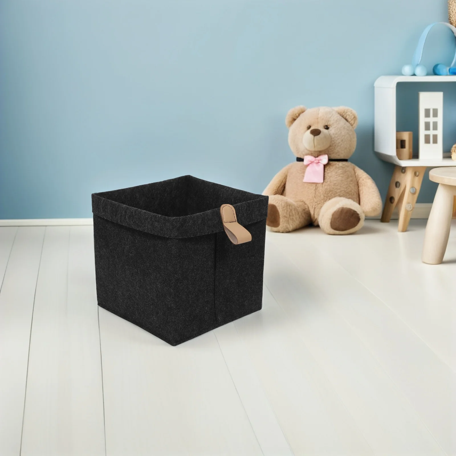 

6Pcs Felt Folding Storage Bins Soft Handles Collapsible Cube Box Organizer Dark Grey Closet Nursery Clothes Storage Box