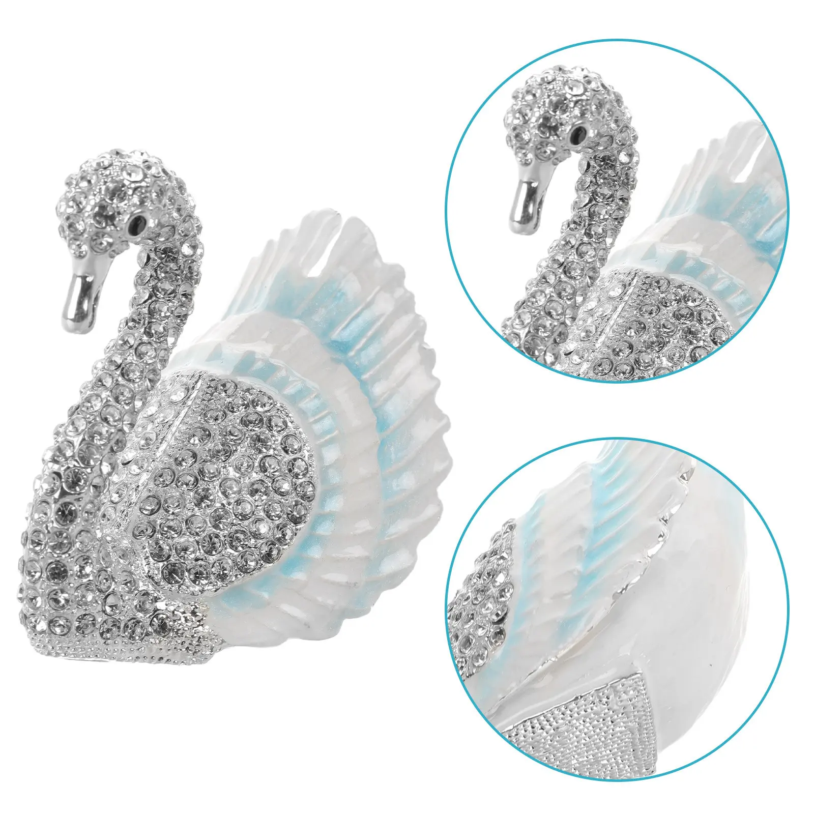 

Шкатулка для украшений «Лебедь» небесно-голубая, с блестками и стразами, для хранения мелочей, с откидной крышкой, в форме животного, для серег, колец, подарок для дома