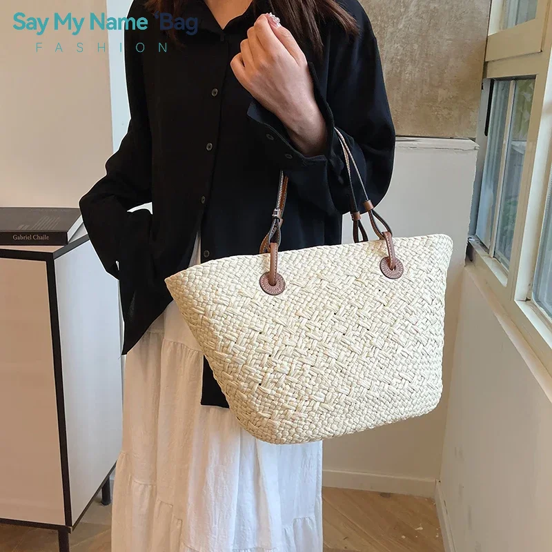 

Handmade Women's Handbags big Woven Female Shoulder Bag Summer Straw Beach Bags Shopper Baskets Bohemian Rattan Tote Bag