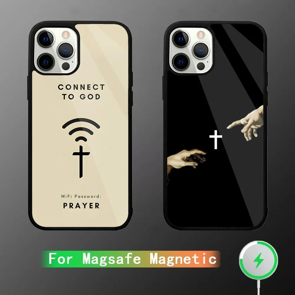 

Чехол для телефона «Жисус Христос» с библейским стихом для iPhone 16,15,14,13,12,11, Plus, Pro, Max Mini Magsafe с магнитной беспроводной зарядкой