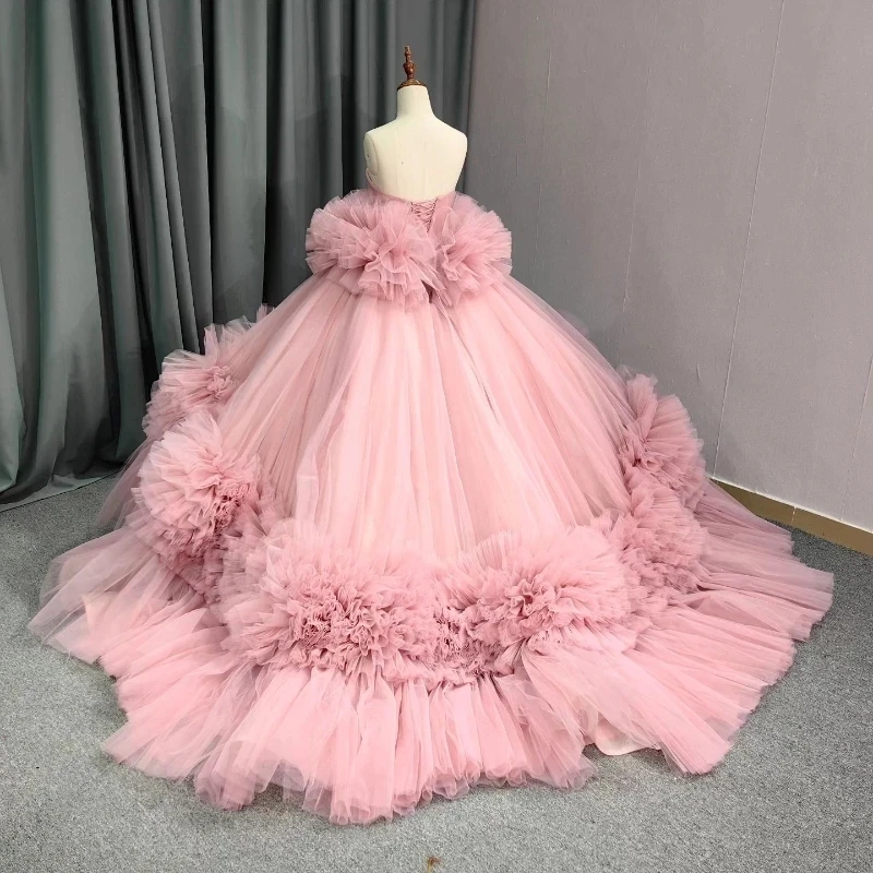 Pink Off The Shoulder Quinceanera Dresses Ball Gown Sweetheart Tulle Ruffled Puffy Mexican Sweet 16 Dresses vestidos de 15