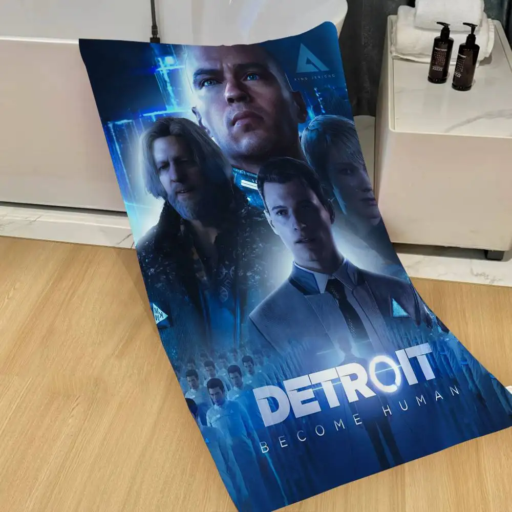Game D-Detroit Become Human Microfiber Beach Towel Absorbent Quick Dry Soft Yoga Swimming Resort Mountain Climbing Towel