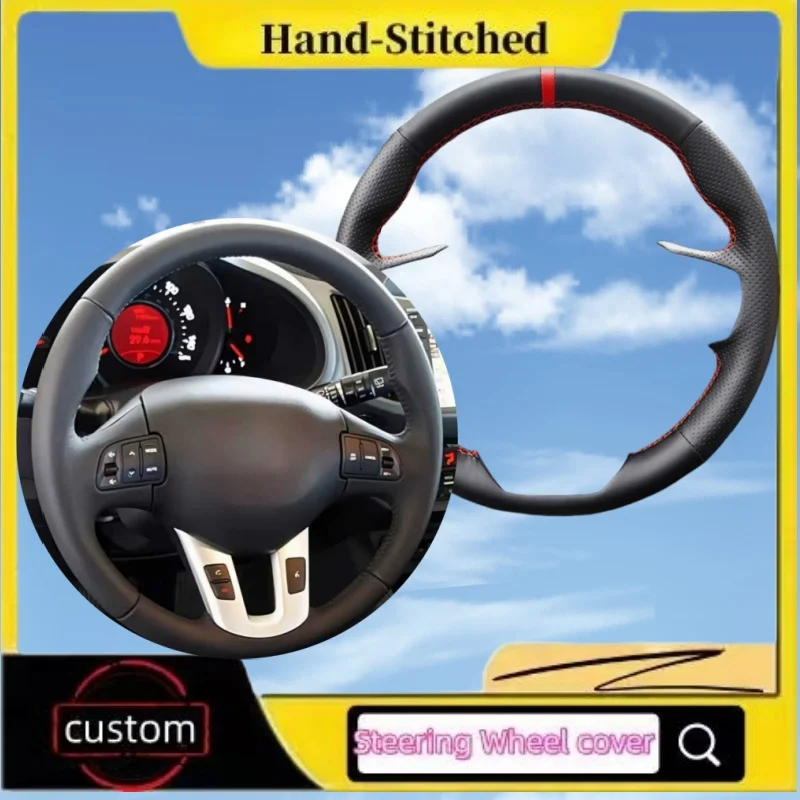 

Hand-Stitched Anti-slip Genuine Leather Steering Wheel Cover For Kia Sportage 3 SL 2011-2014 Kia Ceed 2010-2012 Auto Interior