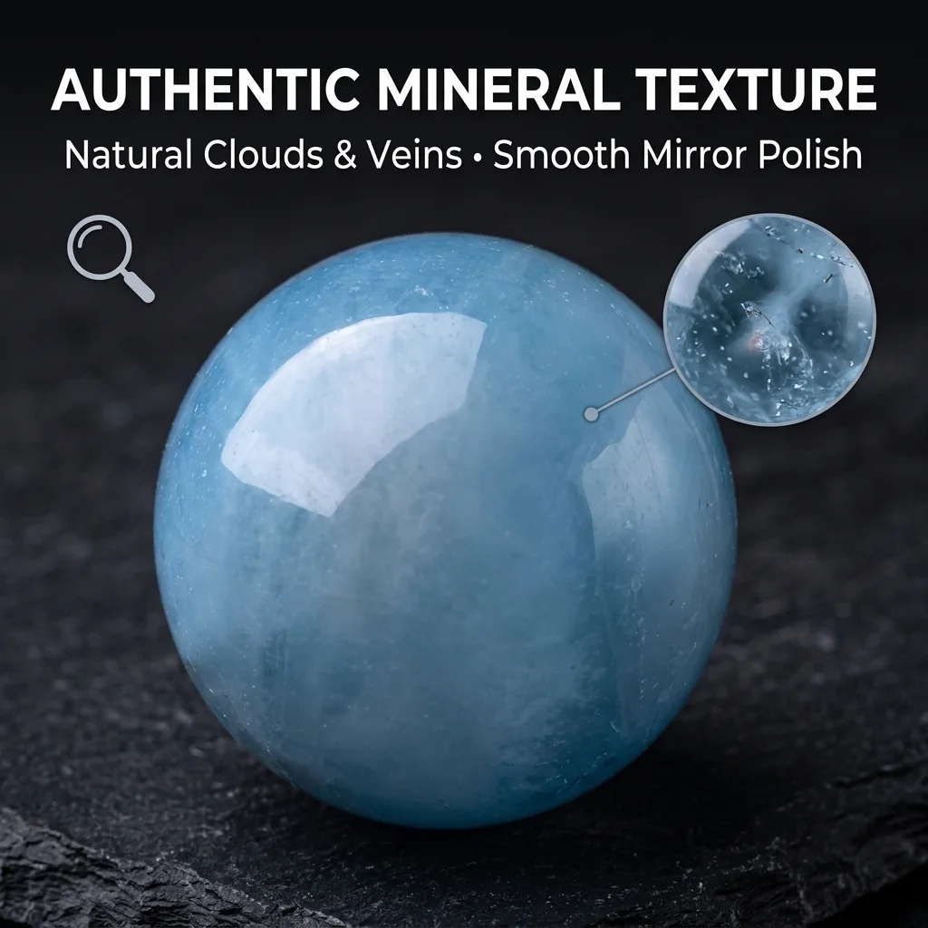 Natural Aquamarine Crystal Sphere Reiki Healing Energy Stone Polished Blue Gemstone Meditation Ball Home Office Decor Craft