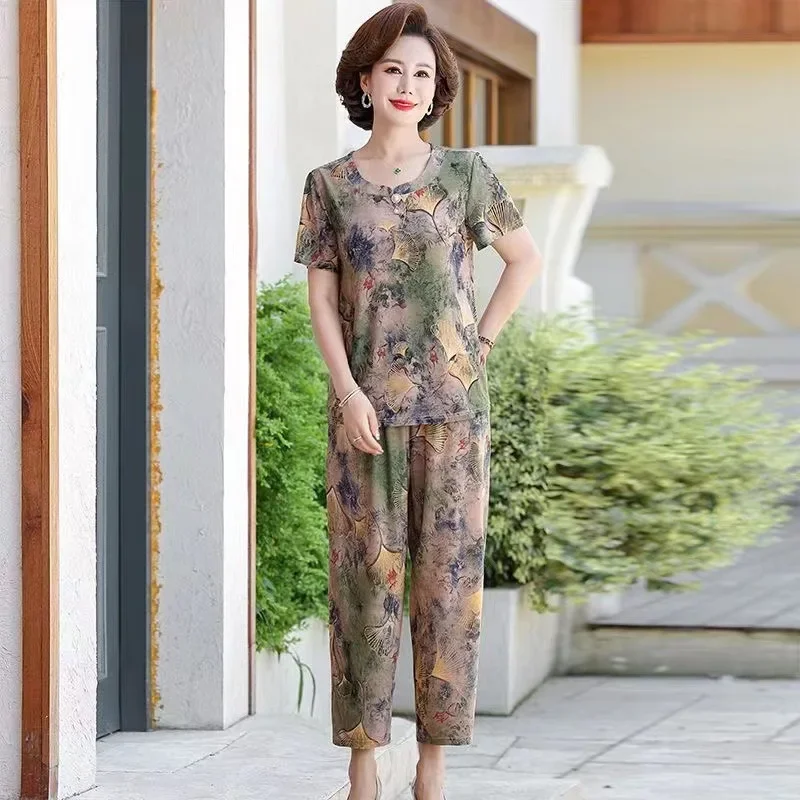 Lady Floral Print Satin Pajama Sets Ensembles 2 Piece Pants Trouser Ruffled Elegant Outfit Lounge Women Pijama Woman Pajamas