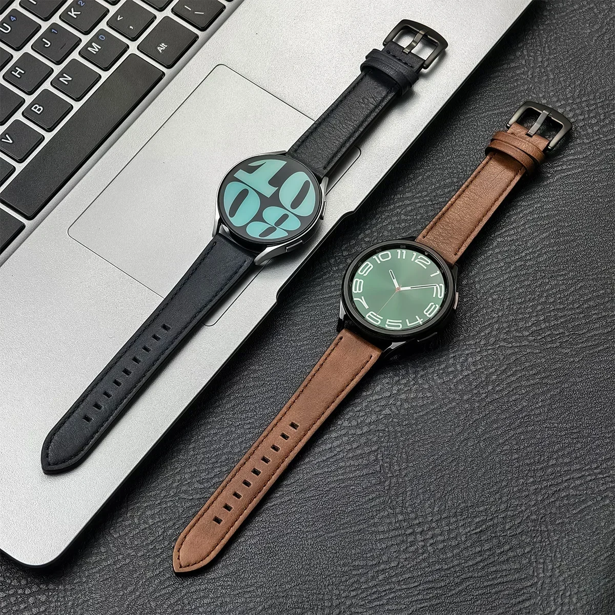 20mm 22mm Leather Strap for Samsung Galaxy Watch 6 5 4 40mm 44mm Gear Band Vintage Bracelet for Xiaomi Redmi Watch 3 Lite/Active