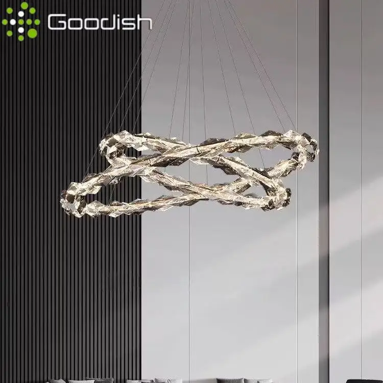 Luxe prachtige kristallen glansschakelaar LED-hanglampen Ronde interlacing Design-lampen voor lobby Woondecoratie Kroonluchter