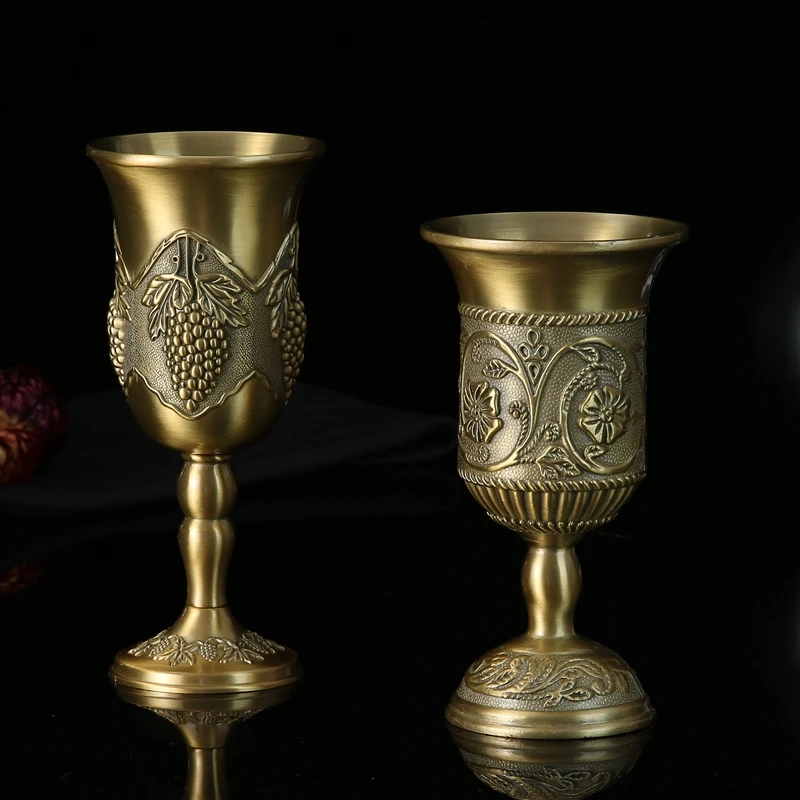 Alloy antique wine set goblet Baijiu cup red wine glass gift shooting props ornament