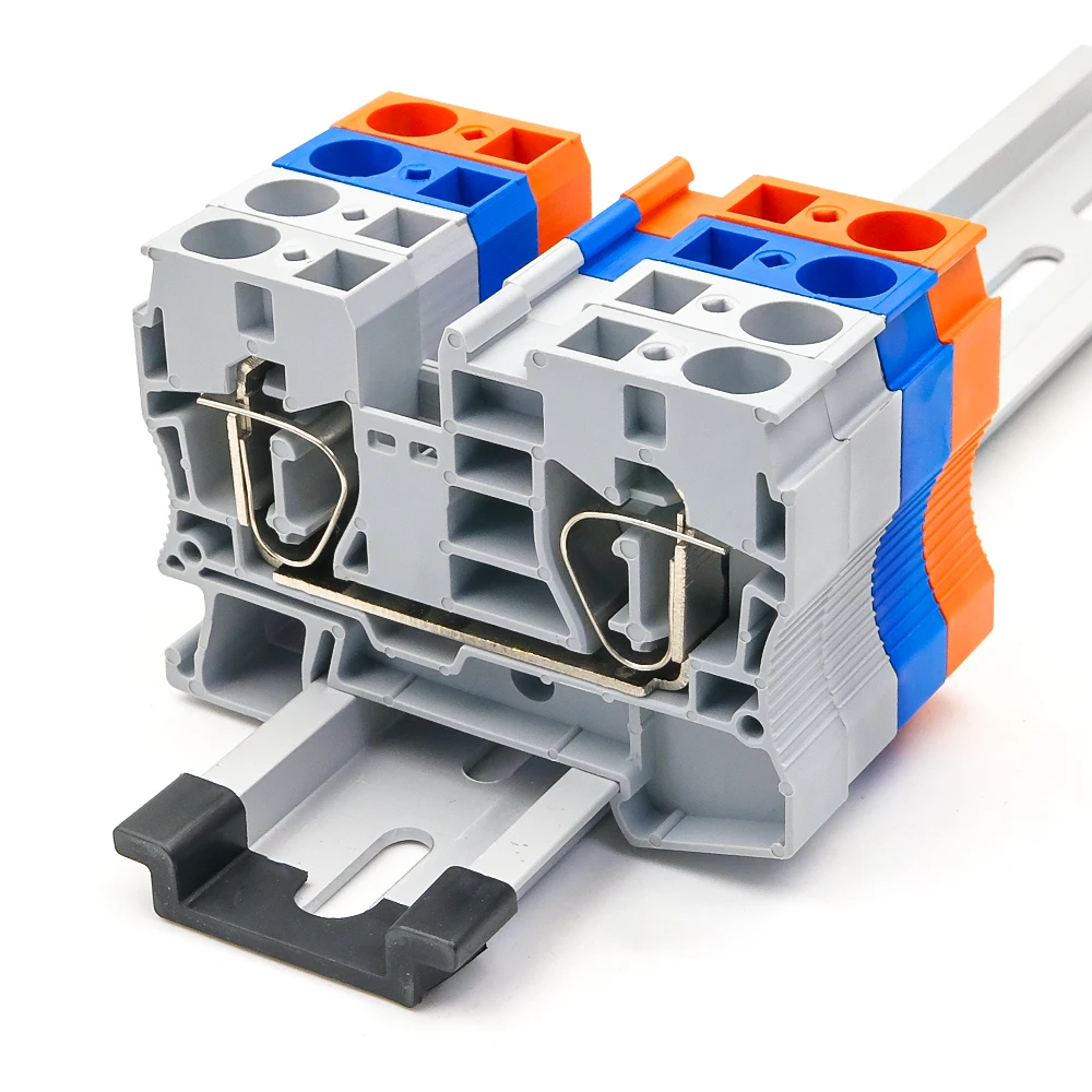 ST-10 Din Rail Terminal Blocks Connectors Return Pull Type Spring Electrical Wiring Connection Terminal Blocks Screwless 10pcs