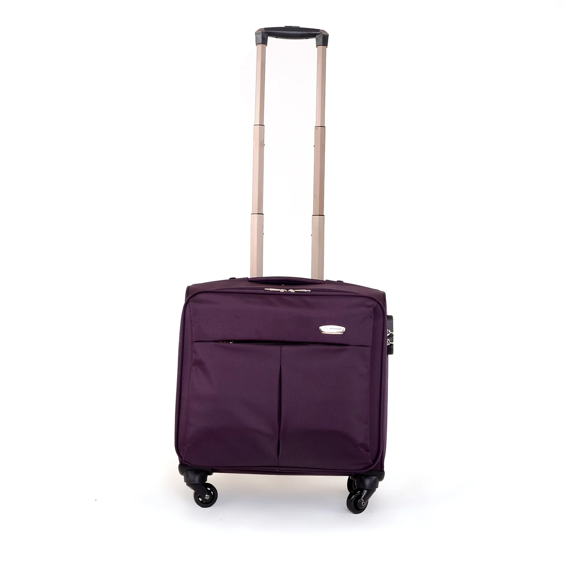 

16 Inch Carry On Luggage Suitcase - 4 Spinner Wheels, Retractable Handle, Polyester Lightweight Travel Bag for Men Women