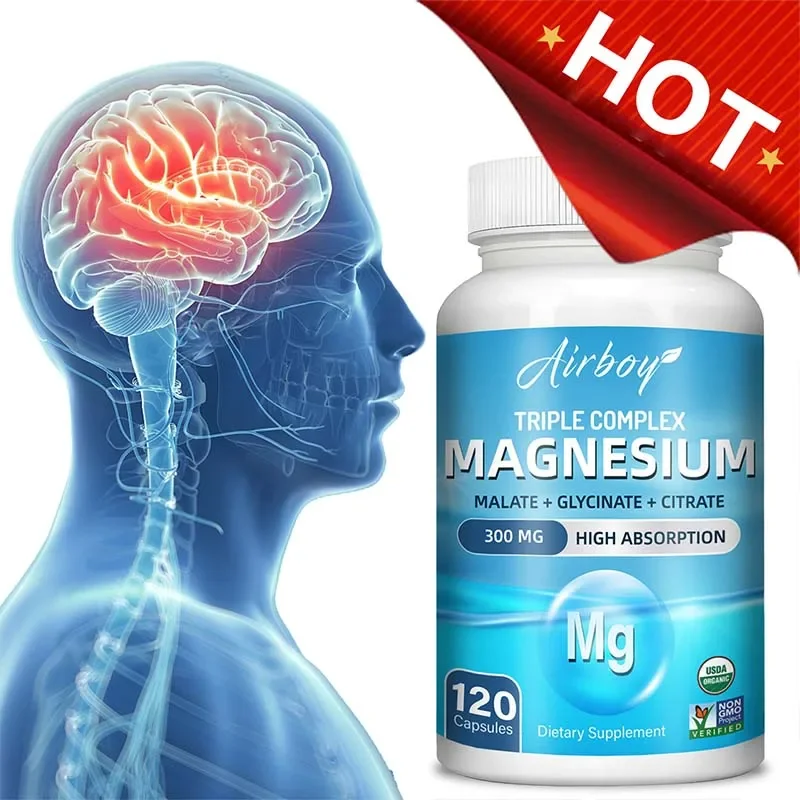 

Triple Magnesium Complex - with Glycinate, Malate, Citrate for Sleep, Bones, Heart, Immune Support