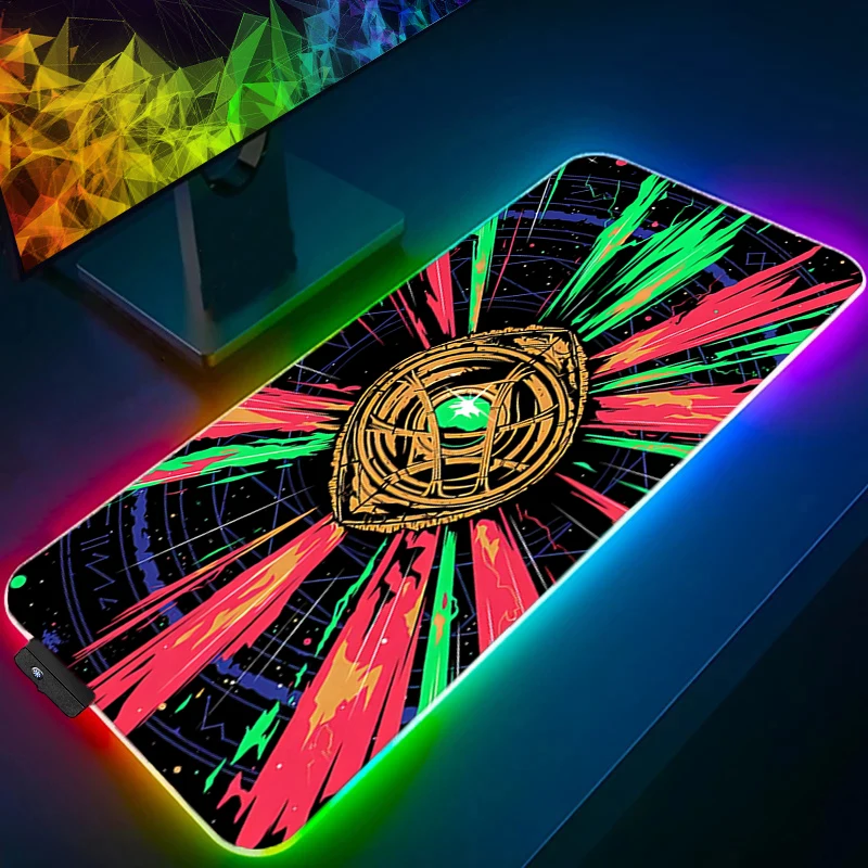Alfombrilla de ratón RGB Doctor Strange Anime Gaming Mini Pc accesorios LED teclado alfombrilla de escritorio alfombra de jugador alfombrilla de ratón retroiluminación alfombrillas de ratón