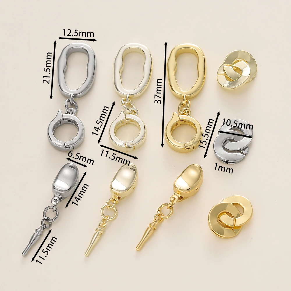 1pcs/lot 14/18K Gold Color Plated Metal Copper Necklace Clasp Connectors for DIY Jewelry Making Necklace Bracelet Accessories