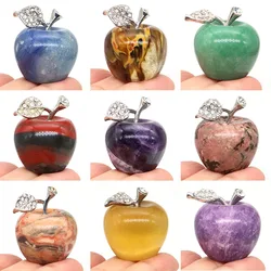 30mm Apple Figurine Natural Stone Reiki Healing Crystal Energy Gemstones Quartz Mineral Carved Crafts Home Room Decoration Gifts