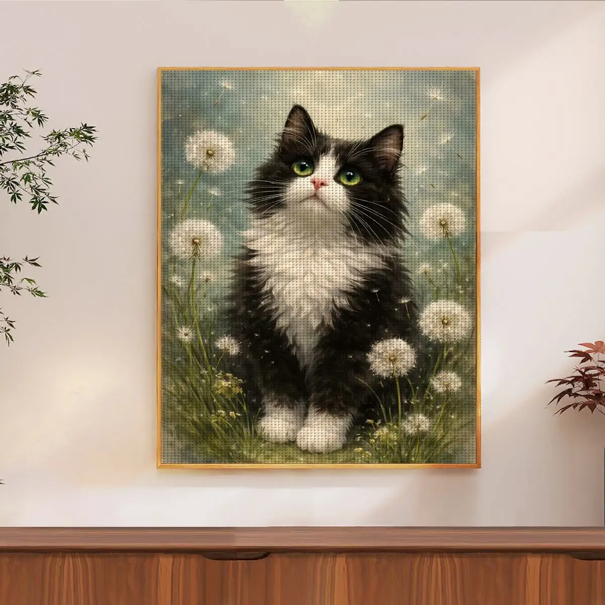 1 Stück 40X50CM/15,74*19,7 Zoll Katzen-Motiv Kreuzstich-Set DIY-Kit 11CT/14CT DIY-Stickerei-Set DIY-Kreuzstich-Set – Detail 1