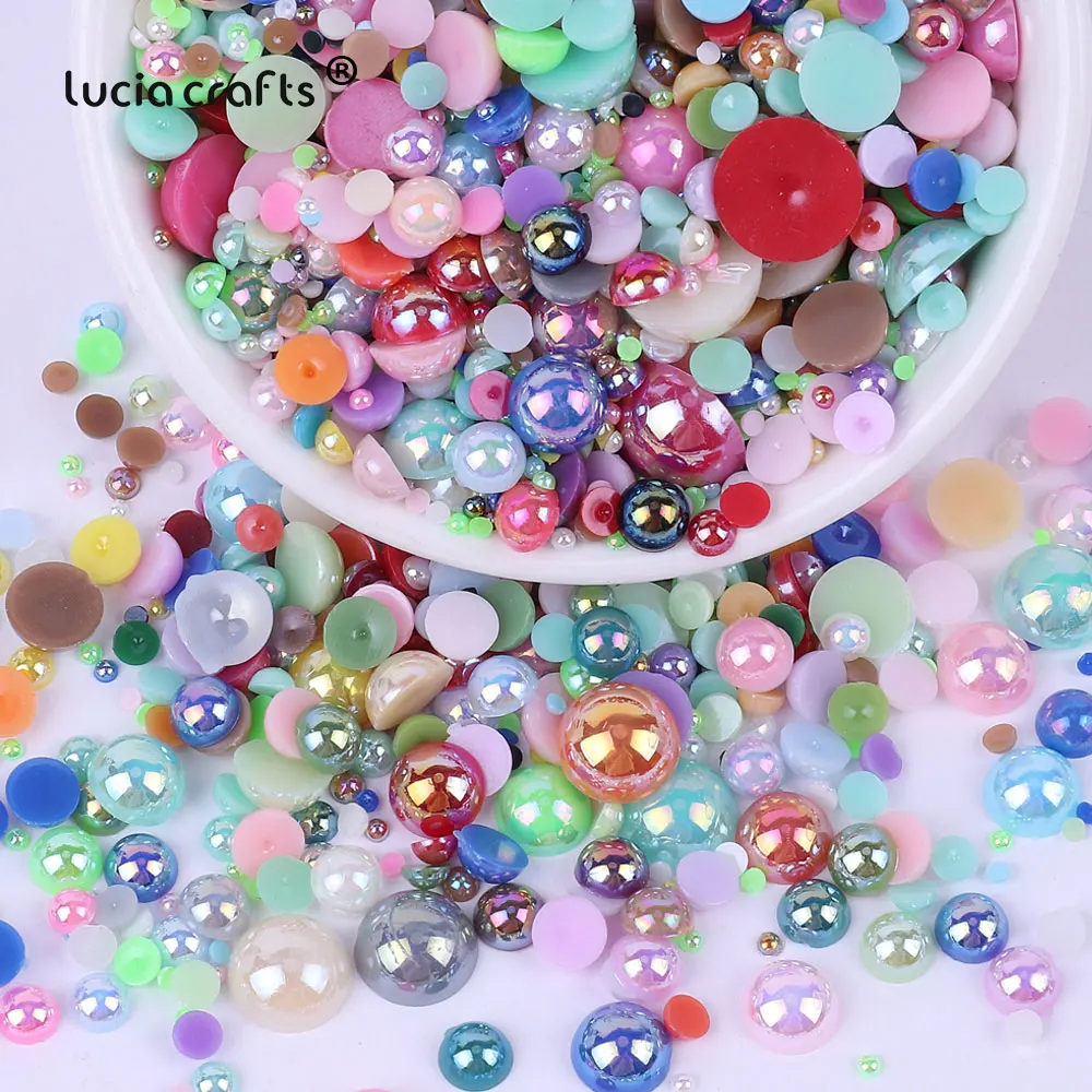 ABS Imitação Pérola Flatback Beads, Meia Redonda, Cor Macaroon, DIY Nail Decor, Fazer Jóias, 3-10mm, 240Pcs