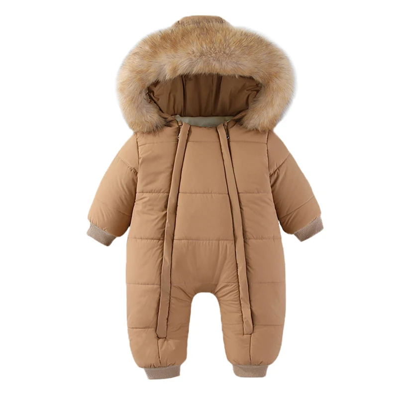 Neugeborenen-Baby-Mantel für Herbst und Winter, verdickter Baby-Strampler, Overall, warmer Baby-Overall mit Kapuze und Samt, Babykleidung für 0–18 Monate – Detail 3