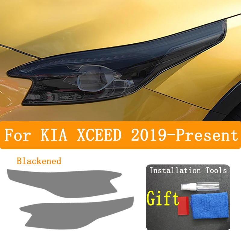 For KIA XCEED 2019-2023 Car Accessories  Headlight Protective Film Headlamp Restoration Transparent Black TPU Sticker