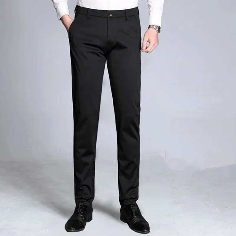 Extra Long Dress Pants For Tall Men Business Plus Size 44 46 Formal Straight Black Loose Dark Blue Office Work Male Trousers