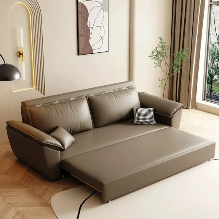 Modern simple sofa bed push-pull foldable multi-functional small apartment dual-purpose living room
