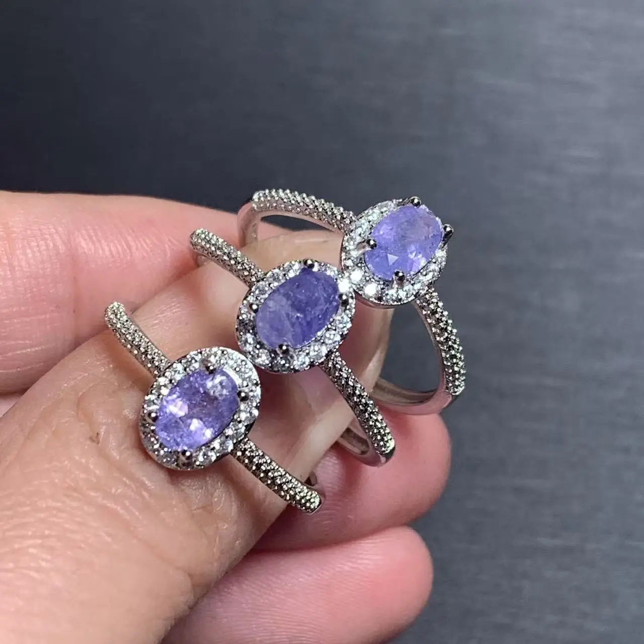 Natural Tanzanite Ring Adjustable Female Ring Jewelry for Women Gift Wholesale High Quality Vintage Fine