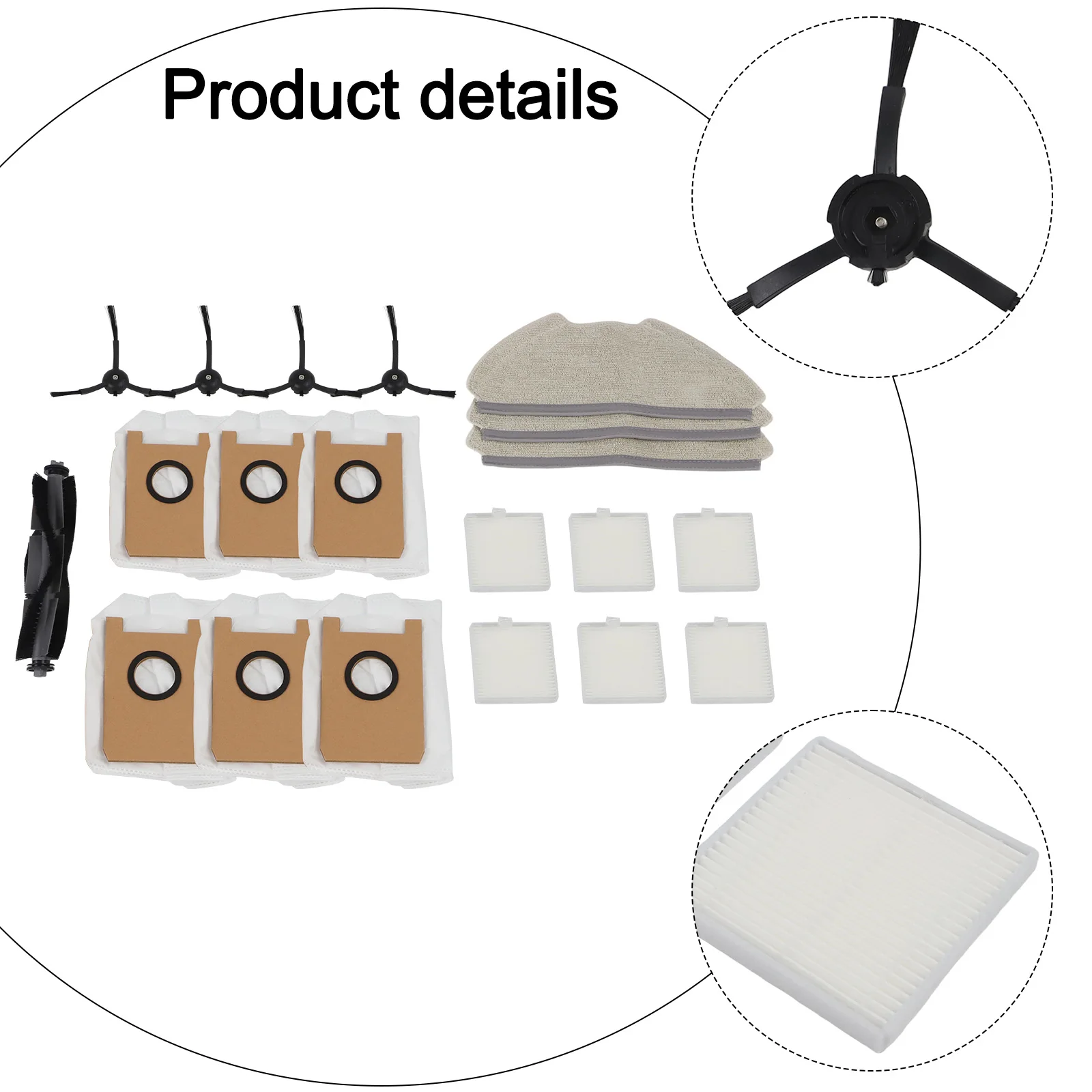 For AIRROBO For T20 Plus For FIXR For T20 Robot Vacuum Cleaner Accessories Kit with Brushes Filters Mop Cloths