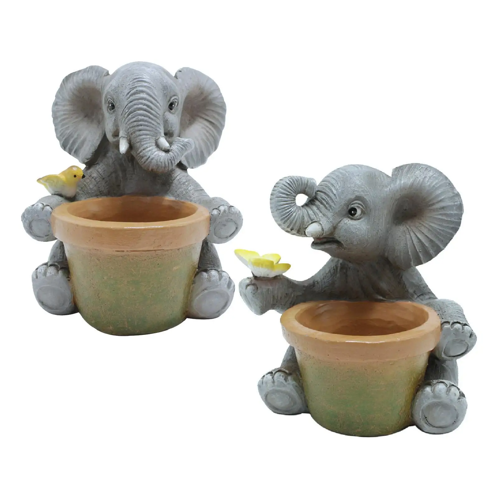 

Garden Elephant Statue Planter Resin Figurine Flower Pot Home Decor Multipurpose Miniature Animal Sculpture for Shelf Outside
