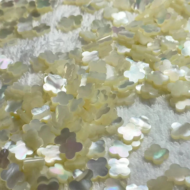 Natural Stone Black Agate White Mother Of Pearl Green Melachite Flower Stones For Girl's Jewelry Accessories Customization