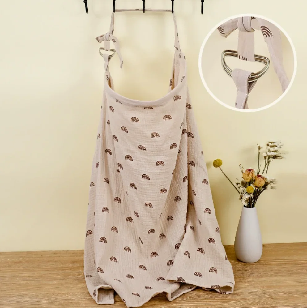 غطاء رضاعة من الموسلين للأمهات المرضعات مع طوق صلب، 100% قطن، غطاء للرضاعة الطبيعية خفيف الوزن وجيد التهوية