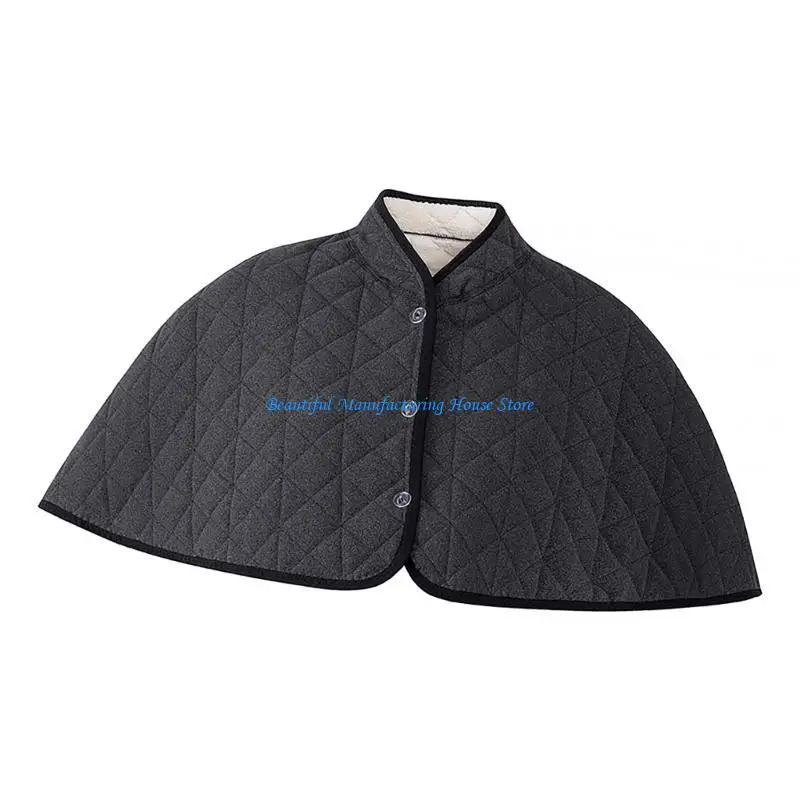 

E56A Womens Winter Warm Shoulder Brace Thicken Fleece Lining Protective Shawl Wrap Neck Back Warmer Quilted Ponchos Capes