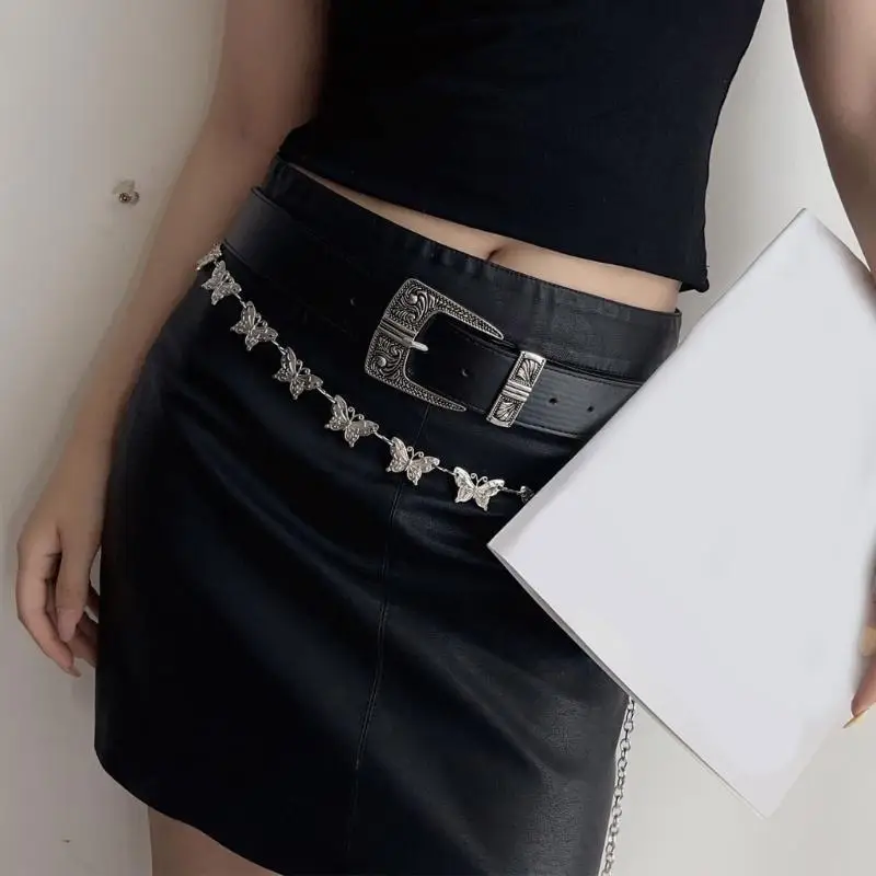 حزام جلدي عصري للسيدات A52E، حزام خصر جلدي متعدد الاستخدامات، حزام نسائي حديث