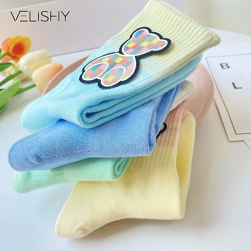 

Cartoon Bear Socks Boy Girl Long Tube Tide Socks Student Breathable Comfortable Mid-calf Sock GiftNew And High Quality! Material