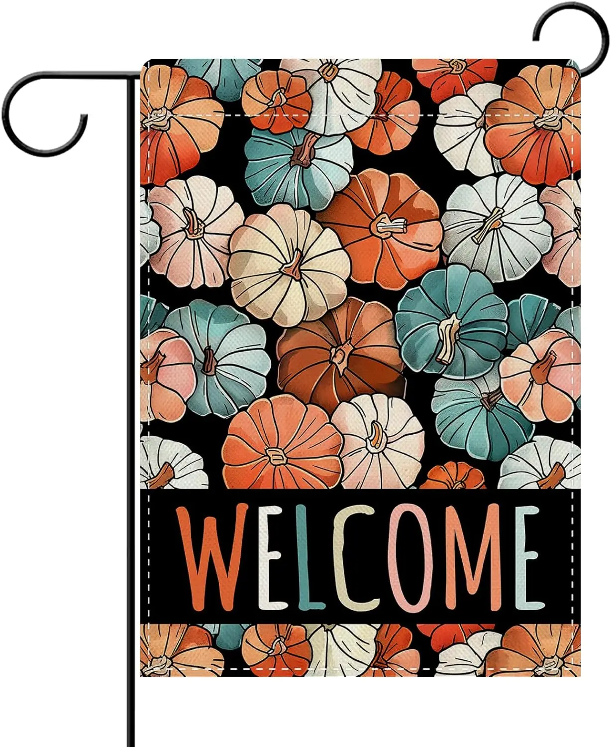 Dyrenson Welcome Fall Colorful Pumpkin Decorative Garden Flag, Autumn Thanksgiving Farmhouse Yard Outside Home Decoration, R UUN