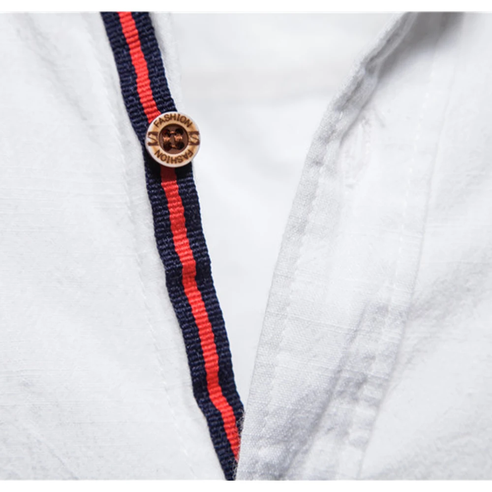 Nieuwe Lente Zomer 100% Katoen Sociaal Shirt Mannen Effen Kleur Borduurwerk Merk Shirts Hoge Kwaliteit Wit Shirt Voor Mannen