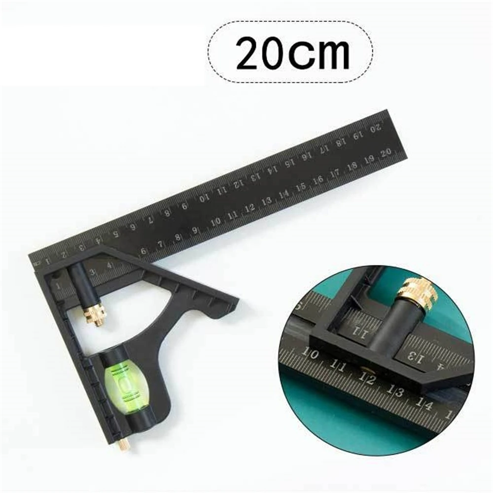 15cm/20cm Verstellbares Kombinationswinkellineal 45 / 90 Grad mit Wasserwaage Messwerkzeuge Nivellierinstrument