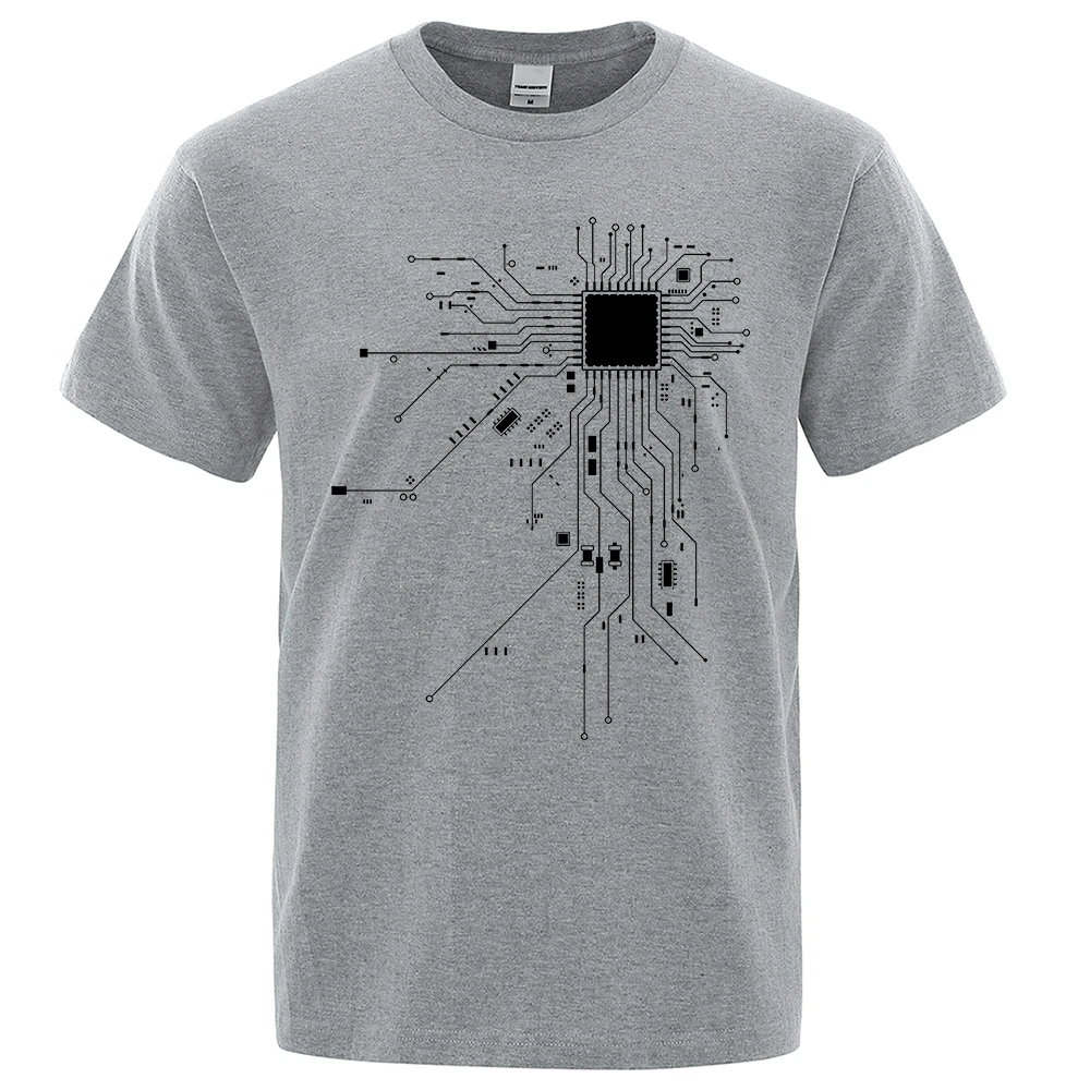CPU Processor Circuit Diagram T Shirt Men Summer Cotton T-shirt Men's Funny Tops Fashion Tees Homme Brand Unisex Clothes