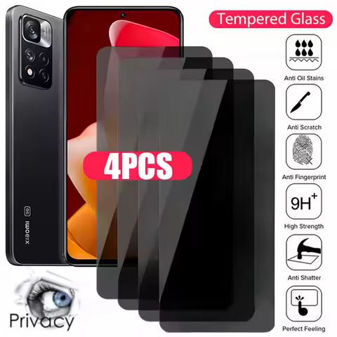 4PCS Privacy Tempered Glass for Xiami Mi 11 Lite 11T 12T Pro Anti-spy Screen Protector for Poco X6 X5 X3 M4 Pro 5G F4 M5S F3 M5