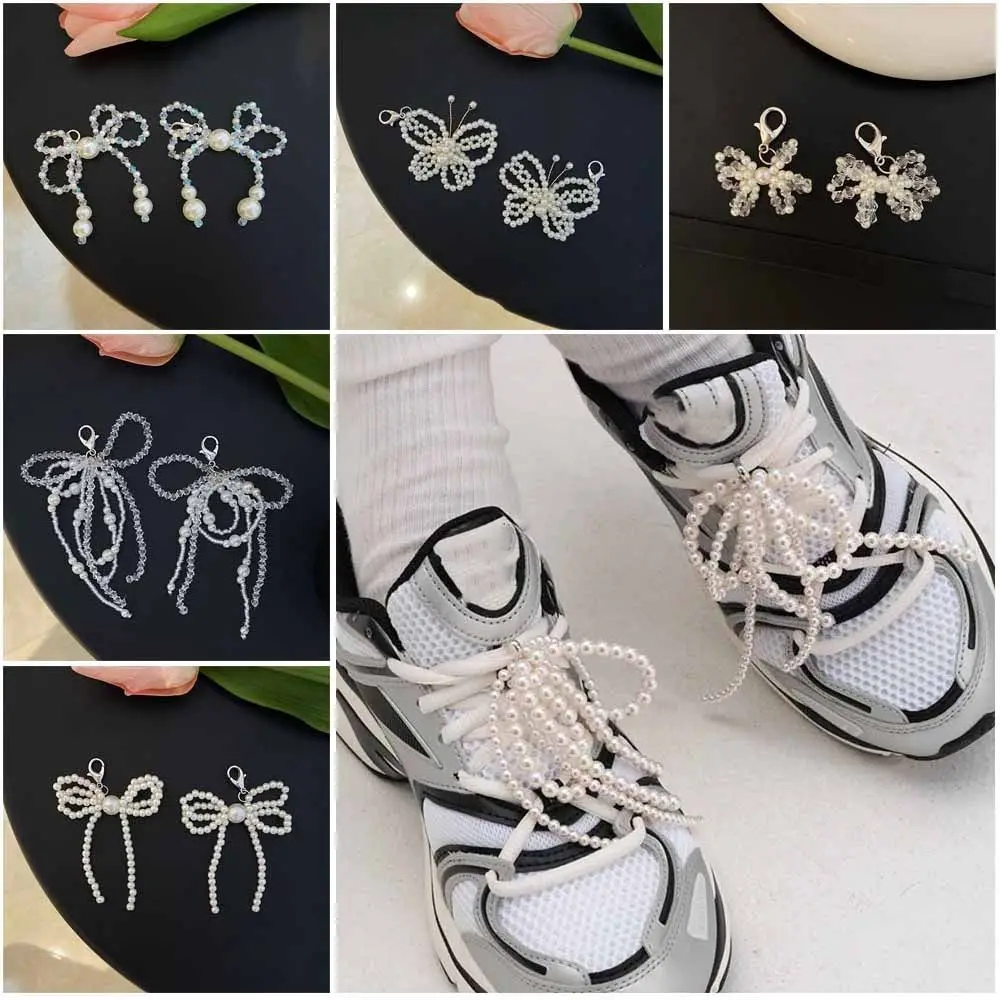 Bow Bow Beaded Pendant Fashion Beaded Ins Key Chain Casual shoes Sneakers Shoe Chain