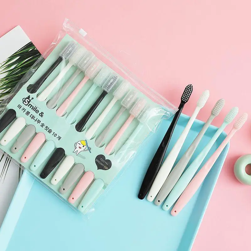 

10pcs/set Teeth Deep Cleaning Toothbrush Soft Bristle Ultrafine Adult Tooth Brush Dental Oral Care Brush Portable Travel