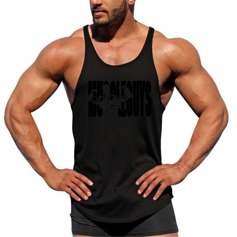 Muscleguys Running Vests Summer Gym Tank Tops Mens Cotton Bodybuilding Stringer Singlets Sports Workout Muscle Sleeveless Shirt