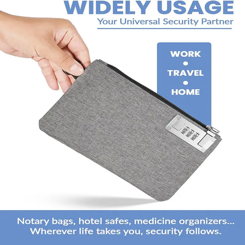 Lockable Money Bag Coin Purse for Cash Passports Credit Cards Storage Cash Bag Men's Card Holder Pocket Clutch with Lock for Men