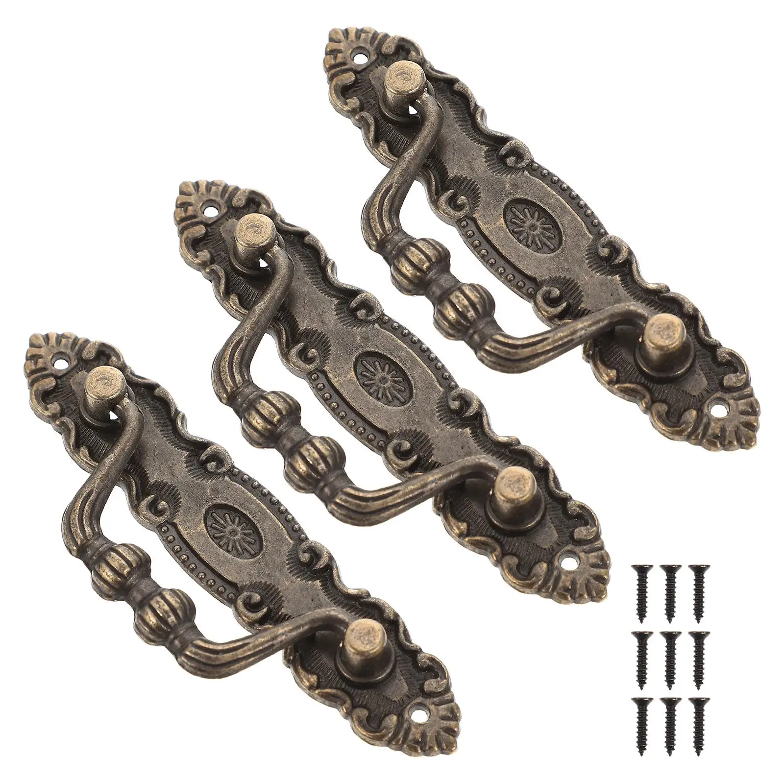 

Zinc Alloy Cabinet Handles Drawer Knobs Vintage Style Brown Color For Home Furniture Door Hardware Accessories