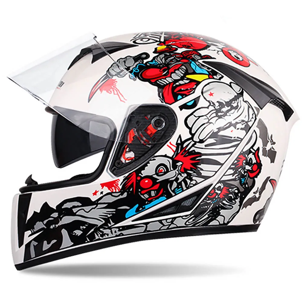 

Summer Full Helmet Electric Bicycle Helmets Motocicle Riding Helme For Men Woman Cover Personality Four Seasons Double Lenses