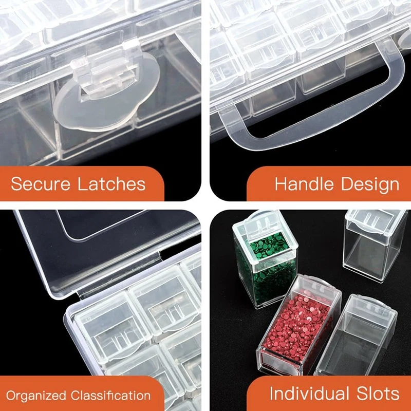 다이아몬드 페인팅 드릴 보관 용기, 다이아몬드 정리함 케이스, 자수 구슬 보관함, 라벨 포함, 32 그리드