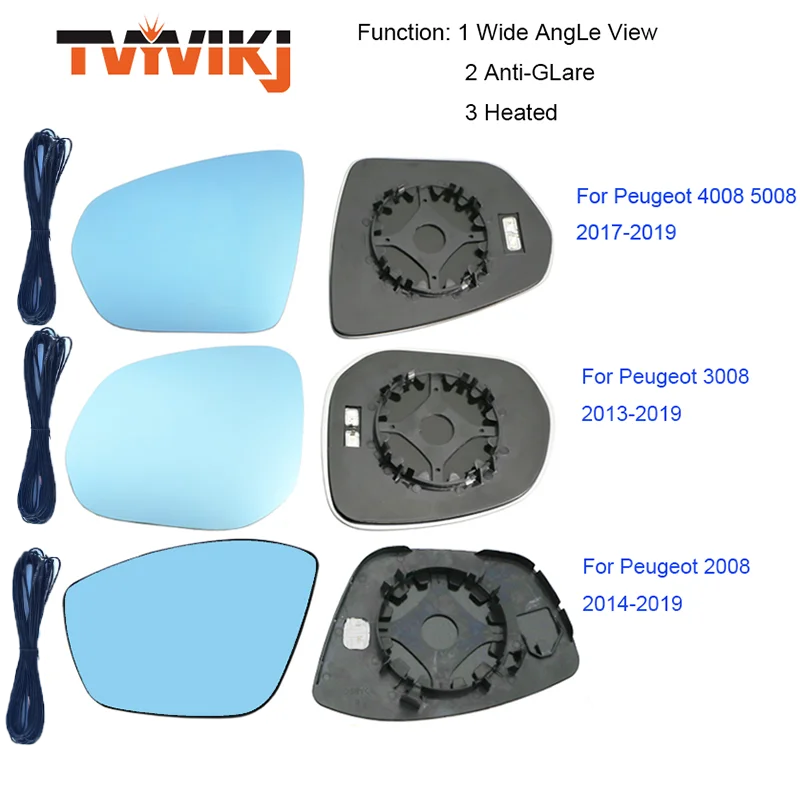 

Боковое зеркало заднего вида TVYVIKJ, синее стекло для Peugeot 2008 3008 4008 5008 2013-2019, широкоугольный обзор, антибликовое покрытие