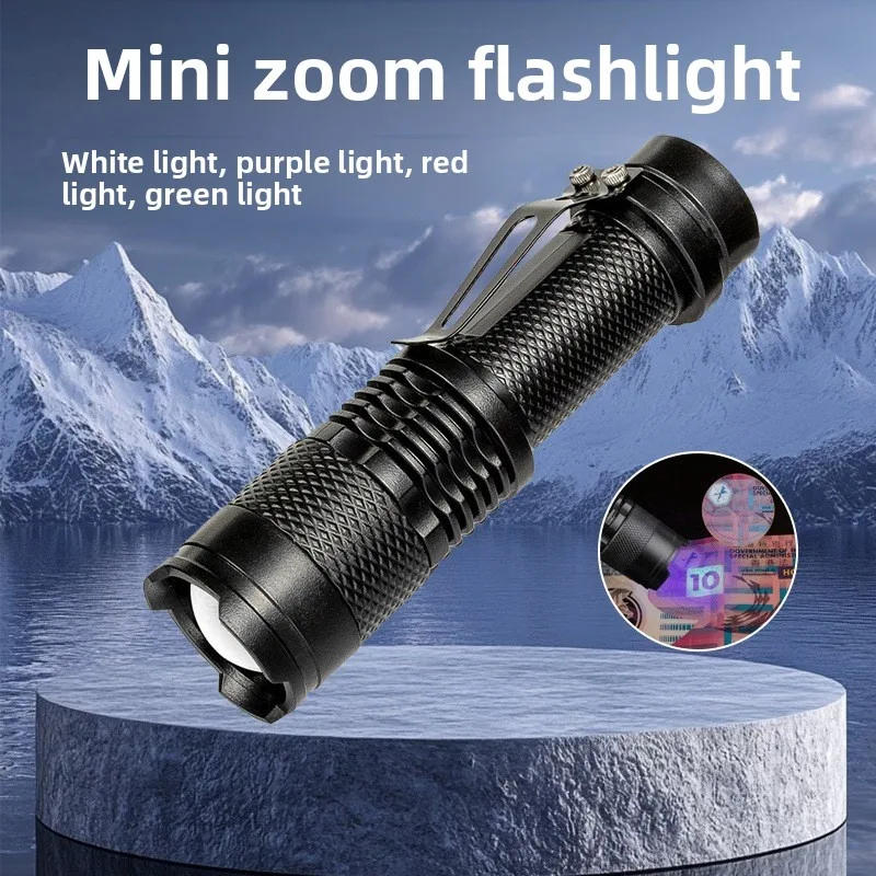 

Портативный фонарик с зумом из алюминиевого сплава: супер яркий, питание от АА, белый/фиолетовый свет для проверки денег и тестирования флуоресценции