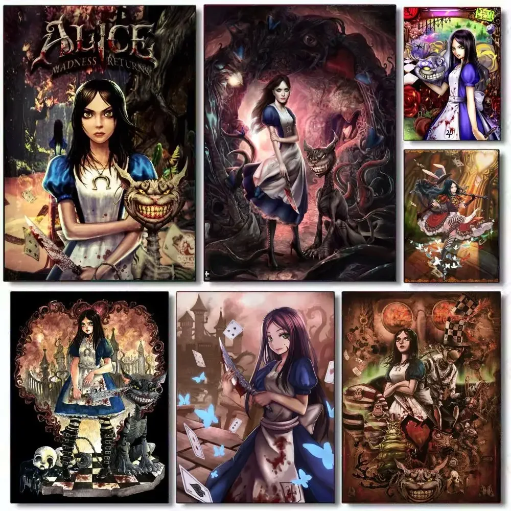 ملصق مثالي لوحة فنية جدارية ذاتية اللصق مصممة لمساحات تناول الطعام في المكتب المنزلي قطعة واحدة من أليس جنون العودة