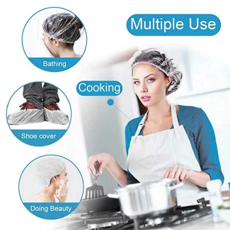 Disposable Shower Cap Covers Bathroom Accessories Transparent and Waterproof Disposable Hair Caps Bathroom Products